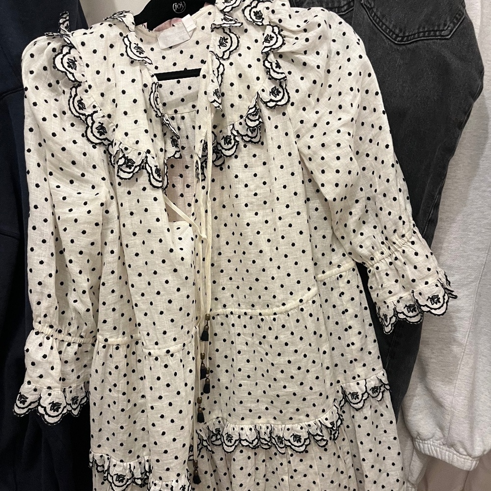 Zimmermann Jaya Scallop Tiered Short Dress